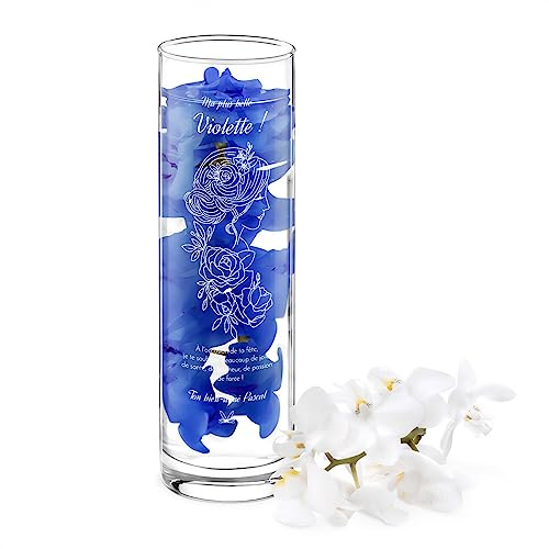 Maverton Vase En Verre Personnalisé Cadeau Femme - Vase Cylindrique Original Haut Gravé pour Épouse Amie - Cadeau Personnalisé Mariage - Saint Valentin - Anniversaire - décoration salon - petite amie