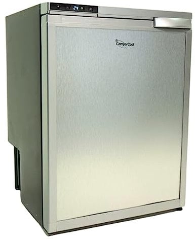 65 Litre CamperCool 12v RV, Motorhome, Campervan, or Boat Fridge with removable freezer compartment in Silver