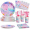 Nkaiso Kindergeburtstag Deko Mädchen Pappteller Set,168 Stück Meerjungfrau Girl Party Geburtstag Deko Papier Teller Pappbecher Servietten Partygeschirr- 24 Gäste