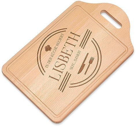 Maverton Schneidebrett mit Gravur - personalisiertes Küchenbrett aus Buchenholz - Küchenzubehör - rechteckiges Holzbrett mit Wunschmotiv für Frauen - Größe: 38x23 cm - Küche