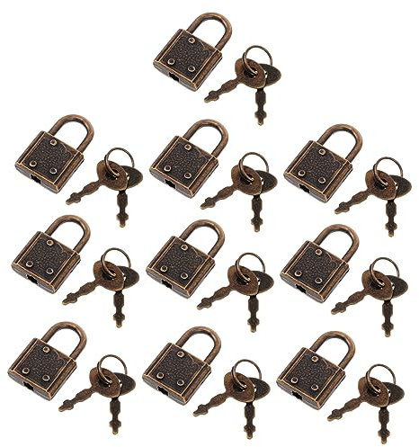 OSALADI Lot de 2 Cadenas Décoratifs pour Valises Mini Serrures Rétro 2 Clés Serrures de Meubles Vintage 10 Pièces