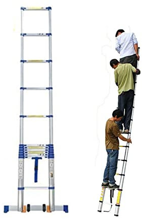 Telescoping Extension Ladder,Aluminum Telescopic Ladder,15-23ft Portable Extension Ladder,Indoor and Outdoor Universal Lift Load 330lbs with Balance Bar Blue(Size:6.2m/20.3ft) Comfortable anniversary