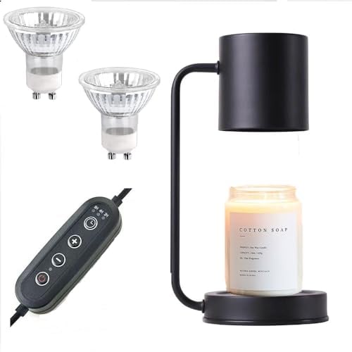ThamesComforts Electric Candle Warmer Lamp with Timer, Wax Melt for Scented Candles, Dimmable Vintage Wax Melter with 2 Replaceable Bulbs, Compatible with Small and Large Jar Candles