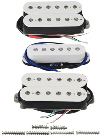 FLEOR 3-teiliges HSH-Tonabnehmer-Set für E-Gitarre, Hals + Mitte + Steg, Keramik-Tonabnehmer, Gitarrenteile für HSH-E-Gitarre, Weiß