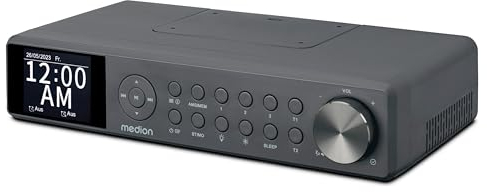 MEDION P66750 Küchen Unterbauradio (DAB+ Küchenradio, PLL UKW Radio, dimmbares TFT Farbdisplay, Koch Timer, Bluetooth, LED Leiste, inkl. Montagematerial) grau