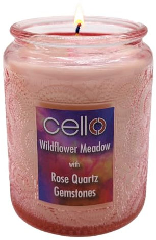 Cello Scented Rose Quartz Candle. A Stunning Crystal Candle with Rose Quartz. The Ideal Gemstone Candle Holder. Anxiety Gifts for Women.