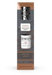 DEWAR'S 12 Años Whisky Escocés Blended con Vaso, Doble Añejamiento en Barricas de Bourbon de Primer Llenado, 40% ABV, 70cl / 700ml, El embalaje puede variar