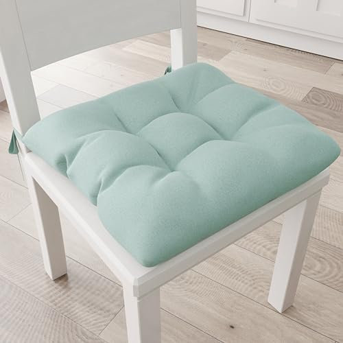 PETTI Artigiani Italiani - Set 6 Cuscini per Sedie Cucina, Coprisedie in Cotone con Laccetti, Acqua, 100% Made in Italy