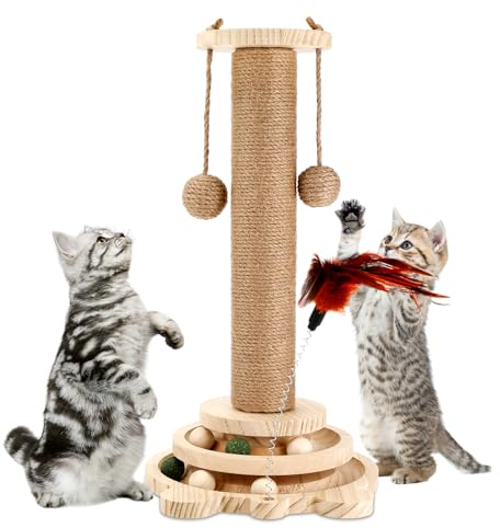 Collazoey Juguete Interactivo Madera para Gatos, Árbol rascador de Madera, Juguetes Interactivos Dispensador De Caza para Gatos, Juguetes para Gatos