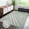 carpet city Teppich Kurzflor Wohnzimmer - Grün - 200x290 cm - Teppiche Fransen Boho-Style - Geo-Muster - Schlafzimmer, Esszimmer