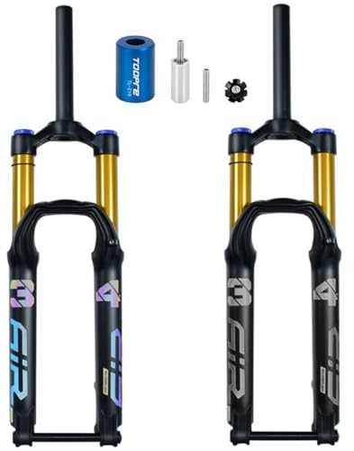 27.5 29 Zoll Air Mountain Front Gabel Federgabel Gerades Rohr 28.6mm Steckachse 15mm Reise 160mm Mountainbike Stoßdämpfer Gabeln Ultraleichter Gas-Shock XC Fahrrad ( Color : Gold manual , Size : 27.5i