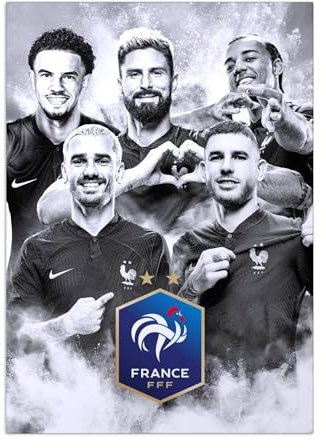 Displate - Poster en Métal - Fédération Française de Football - L'équipe de France - FFF Noir Griezmann squad noir hauteur 45 cm largeur 32 cm.