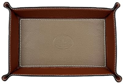 FrasiBags Taschenleerer aus echtem Leder, hergestellt in Italien, Ablagetablett für den Eingang, leerer Eingriffstaschen, modernes Design, aus Leder, rechteckig, groß (Taupe/Braun)