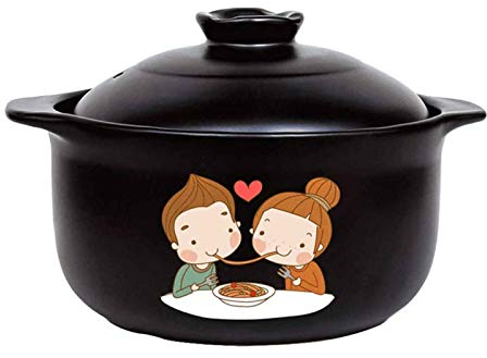 Cocotte avec couvercle en argile pour la cuisson des casseroles en argile pour la cuisson, avec couvercle pour trou de vapeur et double poignée, convient à tous les types de plaques de cuis
