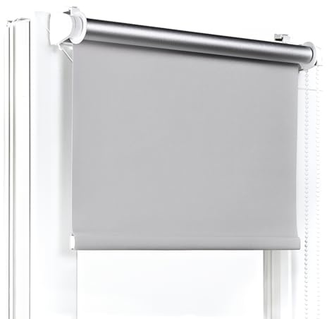 Fenster DEKOR - Rollos Für Fenster Ohne Bohren Grau - Verdunkelungsrollo B60 x H120 cm - Klemmrollo Verdunkelung - Fensterrollo Für Balkontüren - Verdunklungsrollo Leicht Zu Installieren - Klemmfix