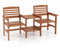 GOPLUS Gartenbank mit Tisch, 2-Sitzer Holzbank mit Schirmloch, Balkonbank aus Hartholz, Sitzbank Outdoor Sitzgarnitur, für Balkon, Garten & Veranda, 159,5 x 61,5 x 88 cm