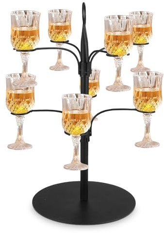 Drinks Tower, Removable Champagne Tower, 2 Levels, 8 Holders, Champagne Tower Stand, Metal Iron Art, Cocktail Tree Stand, Wine Glass, Wine, Champagne and Cocktail Shelves for Wedding, Bar, Party