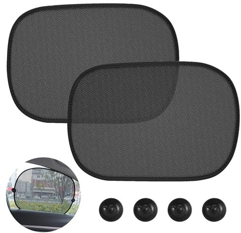 eROOSY 2 Stück Auto Sonnenschutz, 44 cm x 35.5cm Universal Auto Sonnenblende Seitenfenster, Sonnenschutz Auto Kinder, Auto Fenster Sonnenschutz mit 4 Saugnäpfen