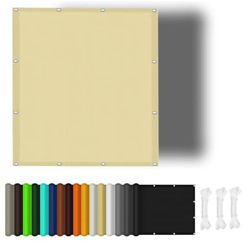 wasserdichte Sonnensegel 1.6 x 8.5 m PES Polyester mit UV Schutz Sonnensegel Wasserdicht Gerade Kante für Garten Rasen Camping, Sandgelb