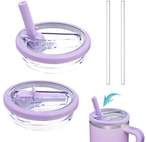 2 Pièces Stanley Cup Couvercle Étanche, Remplacement de Couvercle pour Gobelet Stanley 40 oz, Couvercle Sécurisé avec Paille Compatible avec Les Bols Stanley, Violet