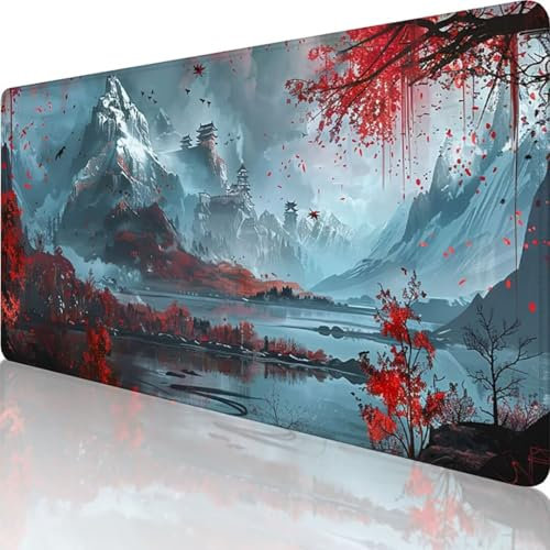 Grigio Tappetino Mouse xxl 1200 x 600, Tappetino Mouse Gaming Paesaggio Mousepad Esteso, Migliora Precisione e Velocità, Tappetino Scrivania Pc Impermeabile per Ufficio e Accessori Gaming, Regalo 7-K