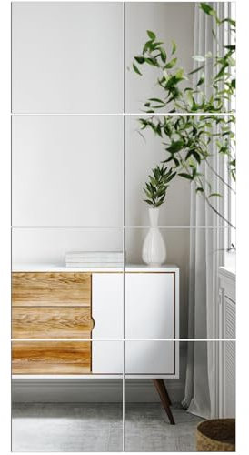 Spiegelfliesen Selbstklebend 30x30 cm, 8 Stück Flexibler Acryl Klebespiegel, DIY Spiegelfolie Wandspiegel, Selbstklebender Spiegel Zum Kleben, Dekospiegel Für Wand, Schrank, Schlafzimmer & Bad