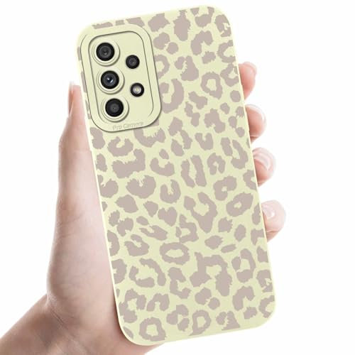 Coalbooliy Coques pour Samsung Galaxy A53 5G 6,5'', Étui Blanc Souple TPU Silicone Aesthetic Modèle Léopard Dessin Durable Fine Housse de Antichoc Camera Protection Cover Cadeau Filles, 06