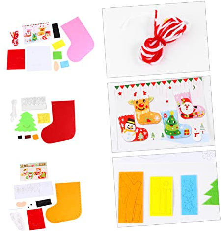 Garneck 4stücke Teiliges DIY Weihnachtsstrümpfe Bastelset Für Junge Mädchen Kreatives Sicheres Materialpaket Geeignet Für Kindergarten Und Schule Fördert Praktische Fähigkeiten Und Gemeins