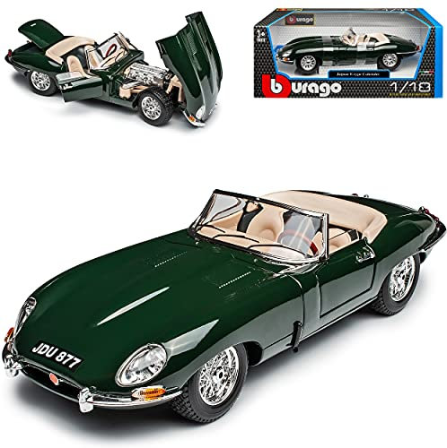 alles-meine.de GmbH Jaguar E-Type Cabrio Grün 1961-1974 18-12046 1/18 Burago Modell Auto mit individiuellem Wunschkennzeichen