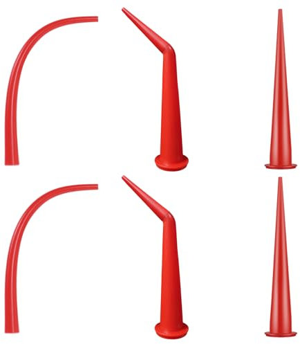 6pcs Caulking Nozzle of Caulking Gun,Caulking Nozzle for Sausage Caulking Gun,Long Sausage Nozzle,Reusable Caulk Nozzle Applicator, Replacement Extension Tool Used in Construction(1Straight 2 Curved)