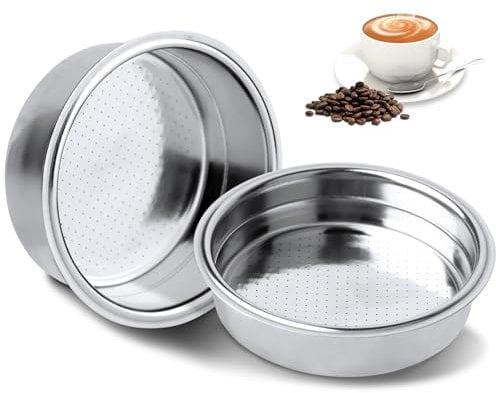 KUKUPOW Filtro de Café Acero Inoxidable para Cafetera 2 Piezas, 51mm Tazón de Filtro de Café Reutilizable, 1/2 Taza de Café Espresso con Colador para Cafeteras Cecotec Ufesa Delonghi Breville