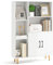 COSTWAY Bücherschrank weiß, Bücherregal mit Türen und offenes Fächern, Standregal freistehend, Büroregal Sideboard Kommode Aufbewahrungsregal für Kinderzimmer, Zuhause und Büro, 80 x 23,5 x 119 cm