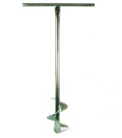 Briconess.com Trivella manuale in acciaio zincato ideale per fori nel terreno resistente e leggera - ø mm.100 - asta tubolare ø cm.3x100h.