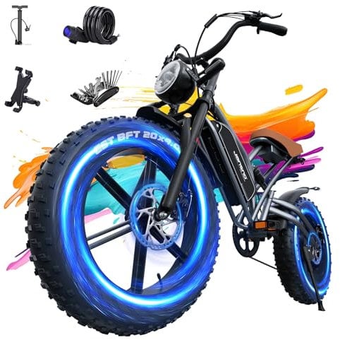 JANSNO Electric Bikes for Adults with 65Nm Motor, 48V/14Ah New upgraded battery and Dual Shock Absorber, 20 x 4.0 All-terrain wide tire Electric Bicycle, Multiple performance modes can be unlocked