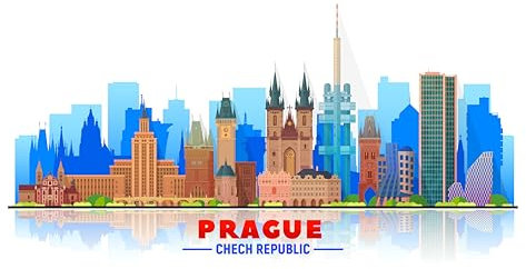 2 x Aufkleber Flagge Prag Skyline 8 x 5 cm Sticker Flagge Fahne Carsticker