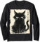 Grumpy Black Cat Neko Vintage Japanese Art Anime Kawaii Long Sleeve T-Shirt