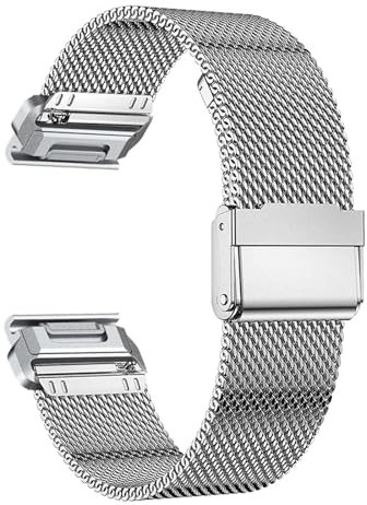 ILAZI Cinturino in metallo milanese QuickFit da 22mm 26mm per cinturino Garmin EPIX GEN2 Fenix7 7X Solar / 6X 6XPro 5XPlus Forerunner 955 Enduro 2(Silver,For EPIX GEN 2)