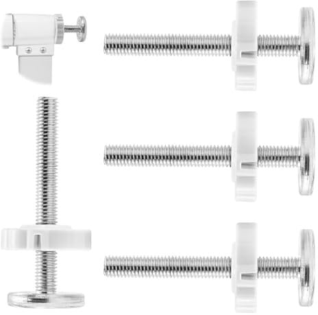 4 Pcs Stair Gate Pressure Fit Spares Set,M10 Threaded Spindle Rods Stairgate Pressure Fit,Metal Baby Gate Extension Safety Gate Fittings for Baby Pet Safety Doors Walk Thru Door 10mm White