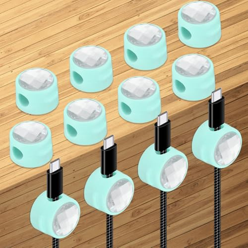 PATIKIL Kabelorganizerhalterung, 12 Stück Magnetische Feder-Desk-Kabelmanagementclips Klebeband-Kabelhalter Für Büro Schreibtisch Wand Auto, Blau