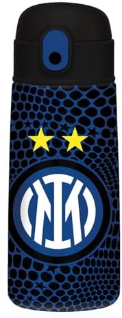 Seven Inter - Cantimplora térmica, color azul, mantenimiento de temperatura hasta 24 h, botella para guardería, escuela primaria y tiempo libre, niño, fútbol, turquesa, Moderno