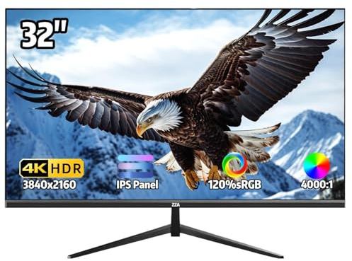 Monitor UHD 4K da 32 (3840 x 2160), IPS, frequenza di aggiornamento 60Hz, 100% sRGB, AMD FreeSync, angolo di visione 178°, HDMI/DisplayPort, compatibile con montaggio VESA 100x100mm