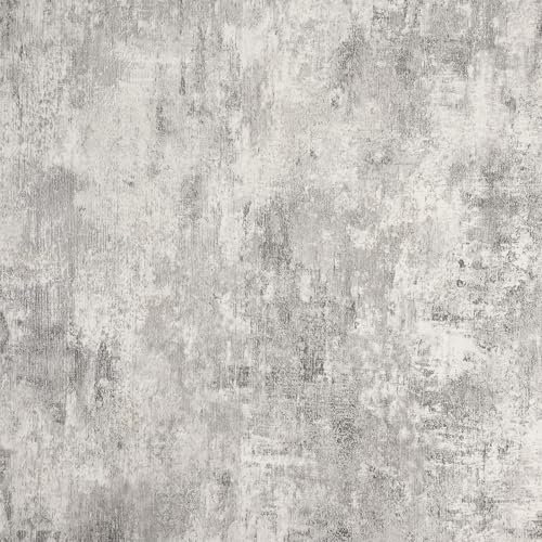 Swehooirt Concrete Wallpaper - Grey Wallpaper for Living Room, Bedroom, Fireplace - Gothic Decorative Luxury Wall Paper with Distressed Pattern, Textured Finish & Metallic Detailing (Charcoal)