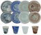 Omniacasa, Servizio di Piatti 12 Pezzi per 4 Persone con Bicchieri Acqua In Vetro di Murano, Lavorazione Artigianale, Decorati Con Effetto Onde, Multicolore, Made in Italy, Eleganti, Idea Regalo