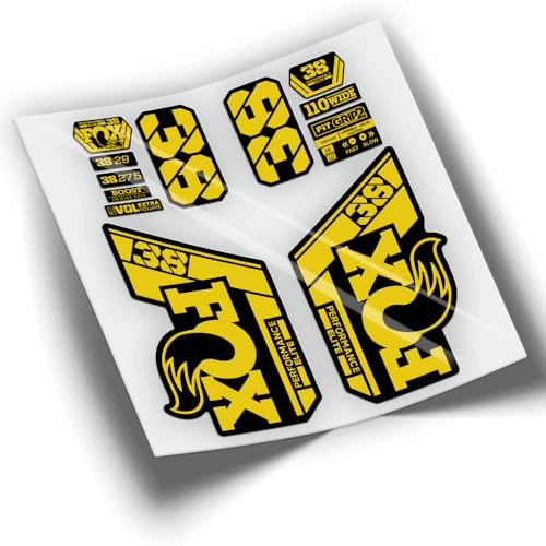 REF:VP435 Adesivi compatibili con forcella FOX 38 ELITE 2021-2024 MTB, stickers, adesivi, vinilici per biciclette da montagna. (GIALLO 023)