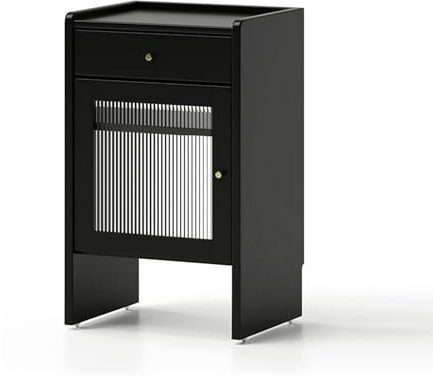 WRYsqbhjyb Roboter Vakuumschrank, Lagerregal aus Massivholz mit 3 Verstellbaren Regalebenen, Vorratsschrank, Beistelltisch für Wohnzimmer, Büro, Küche(White)