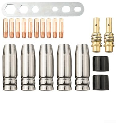Für MIG-Schweißen, Verbrauchsmaterial-Zubehör, 20 Düsen, Kontaktspitzen-Halter-Set, kompatibel mit 15AK und Standard-Schweißmaschinen