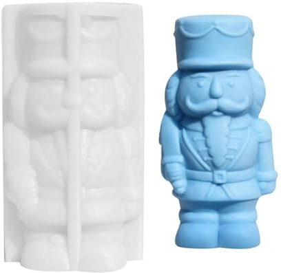Fenayuu Christmas Silicone Moulds, 3D Nutcracker Candle Making, Christmas Soap Moulds, Nutcracker Doll Mould for Candle Making, Resin Casting, Scented Candles, Christmas Decorations