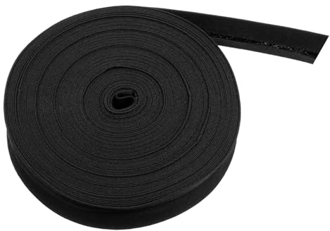 Schrägband zum Nähen, 10m Doppelt Gefaltet Einfassband Schwarz Polyester Stoff Rolle zum Säumen Verwendet Einfassen Nähen Paspelieren und Basteln Polyestergewebe | Polyester-Stoffrolle, zum Säumen, Nähen, Binden, Basteln