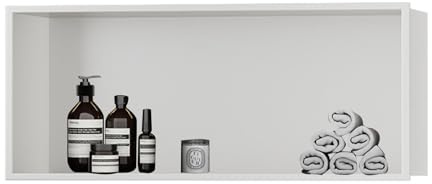 GJHGNFRDK Eingebaute Edelstahl Dusche Nische Wand, Wandeinbau-Nische aus Edelstahl 304, weiß, mehrere Größen(70cm/27.6in)