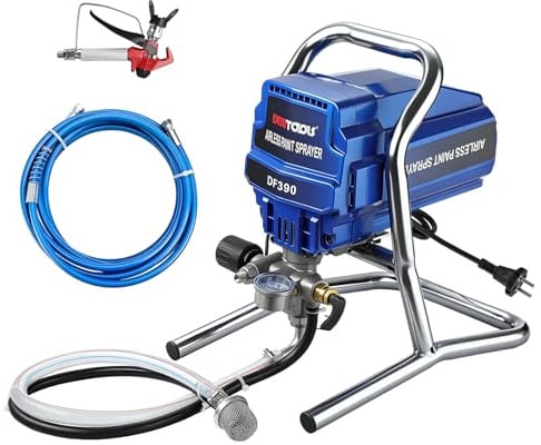 Airless Farbsprühsystem 1800W 5800 PSI (40 MPa), 2,5 L/Min Hochdruck Farbspritzgerät für Wandfarben & Fassaden, 18 m² in 2 min Profi Farbsprühgerät für Innen- & Außenbereich inkl. Schlauch & Pistole